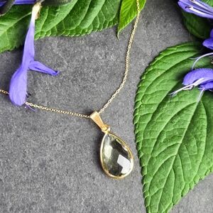 NEW Savvy Cie 6.25 Ct. Green Amethyst 18k Gold Over Sterling Silver Necklace